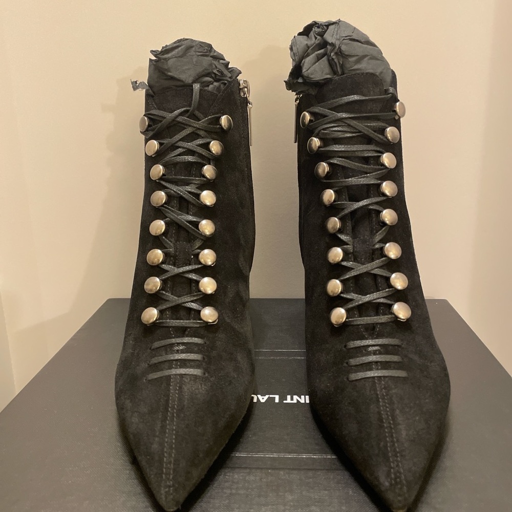 Saint Laurent (YSL) Ally 55 Lace Ankle Boots